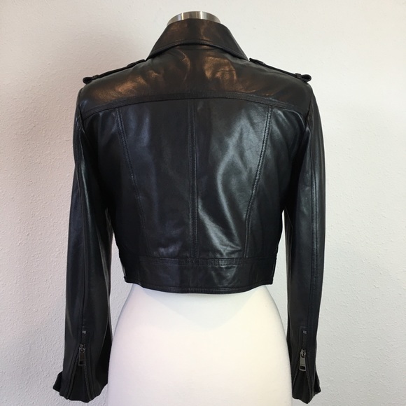 Burberry lamb skin leather Moto jacket EUC Sz. 8 - Picture 3 of 8